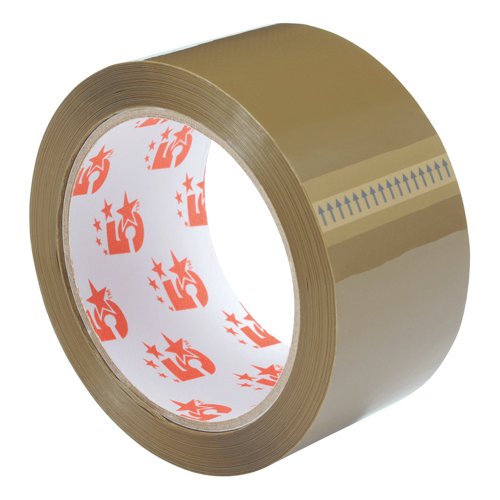 5 Star Office Packaging Tape Polypropylene 48mmx66m Buff Pack Of 6