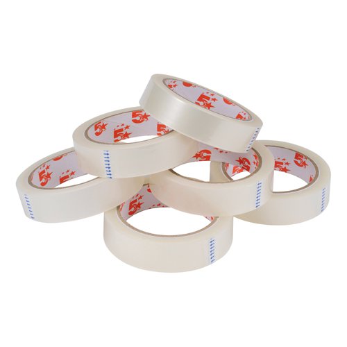 5 Star Office Clear Tape Roll Large Easy-tear Polypropylene 40 Microns 24mmx66m (Pack of 6)