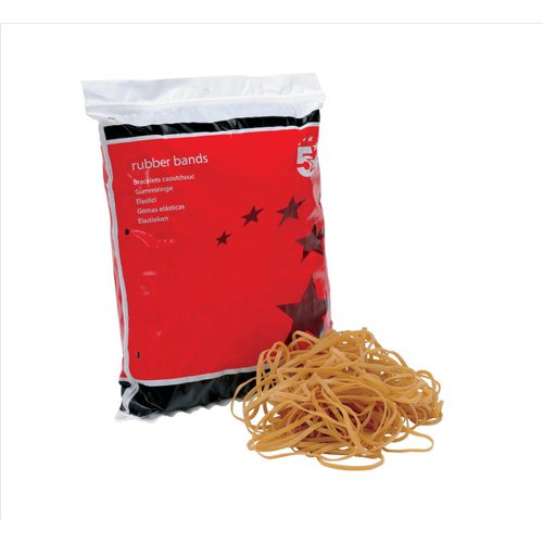 5 Star Office Rubber Bands No33 89x3mm Approx 665 Bands Bag 0.454kg)