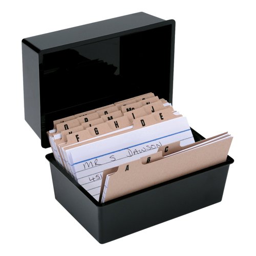 5 Star Office Card Index Box Capacity 250 Cards Black