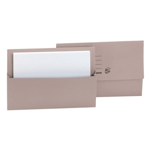 5 Star Office Document Wallet Half Flap 250gsm Recycled Capacity 32mm Foolscap Buff (Pack of 50)