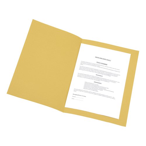 5 Star Office Square Cut Folder Recycled 250gsm Foolscap Yellow (Pack of 100)