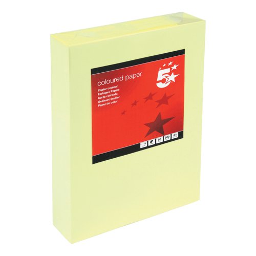 5 Star Office Coloured Copier Paper Multifunctional 80gsm A4 Light Yellow Ream-Wrapped (Pack of 500)