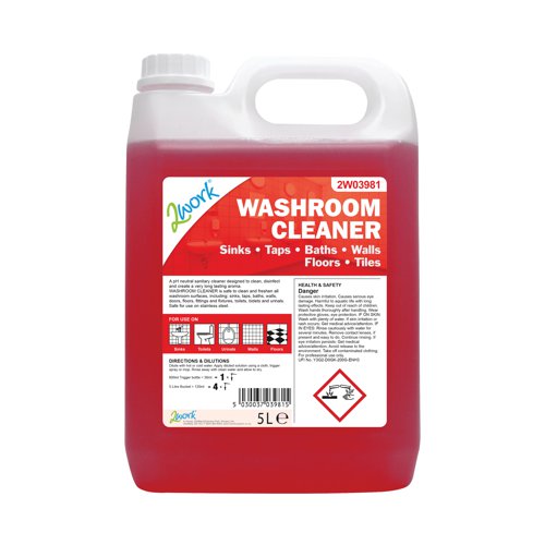 2Work Washroom Cleaner Concentrate Odourless 5 Litre 2W03981