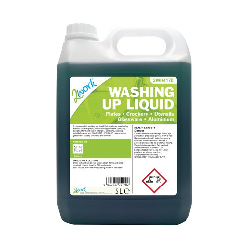 2Work Washing Up Liquid Fresh Scent 5 Litre Bulk Bottle 2W04170 Washing Up Products 2W04170