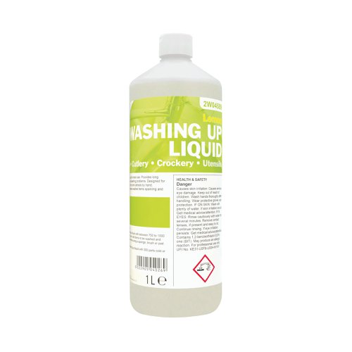 2Work Washing Up Liquid Concentrate Lemon Fragrance 1 Litre 2W04589 | VOW