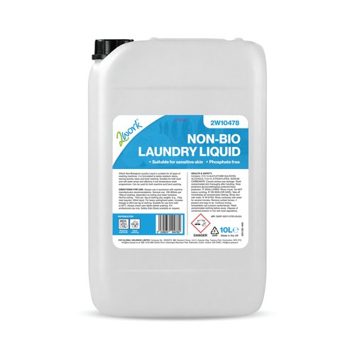 2Work Non Biological Laundry Liquid 10 Litres 2W10478