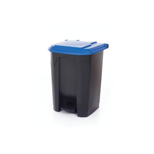 2Work Pedal Bin with Coloured Lid 50L Grey/Blue 380x410x560mm 2W10771