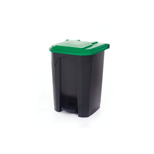 2Work Pedal Bin with Coloured Lid 50L Grey/Green 380x410x560mm 2W10772