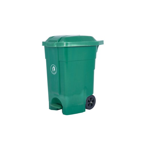 2Work Wheelie Bin with Foot Pedal 70 Litre Dark Green 2W10784