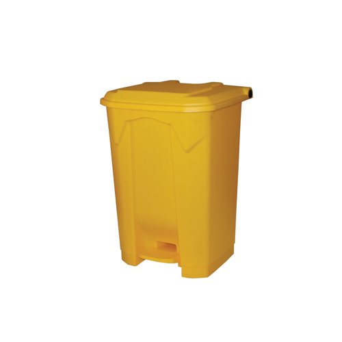 2Work Pedal Bin 80 Litre 410x470x670mm Yellow 2W10785