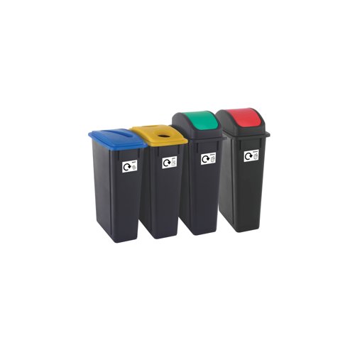 2Work Recycling Bins 90 Litre Assorted Pack of 4 2W10791