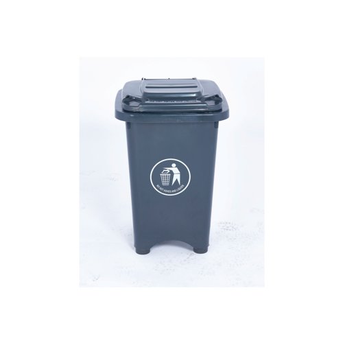 2Work Static Bin with Feet 50 Litre Grey 2W10796