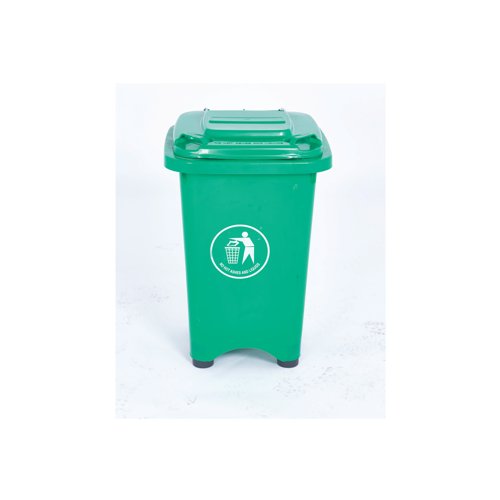 2Work Static Bin with Feet 50 Litre Green 2W10797