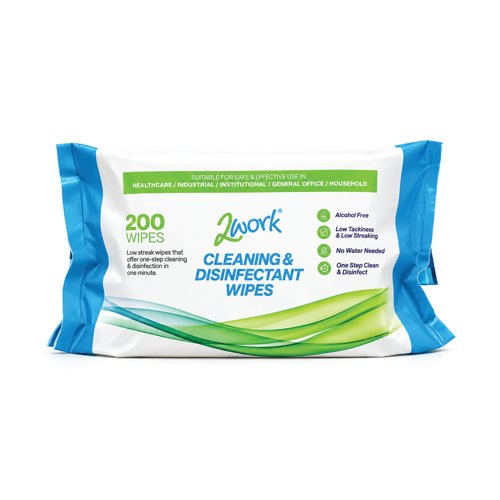 2Work Alcohol Free Flow Wipes 200 Wipes Pack of 6 2W10820