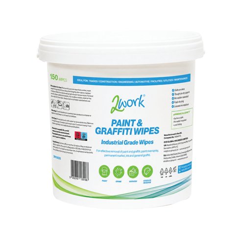 2Work Paint and Graffiti Wipes Bucket 150 Wipes Pack of 4 2W10826