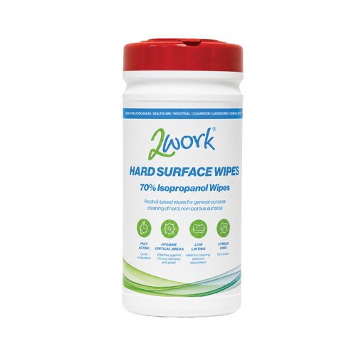 2Work Alcohol 70 Percent IPA Wipes Tub 200 Wipes Pack of 6 2W10828