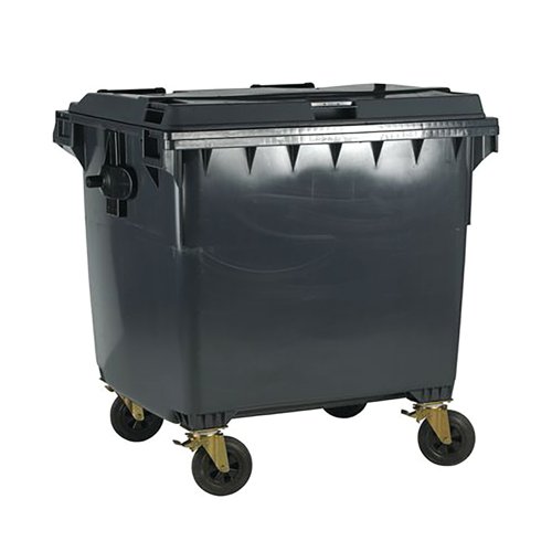 2Work Wheelie Bin 1100 Litre with Lockable Lid Grey 2W10830