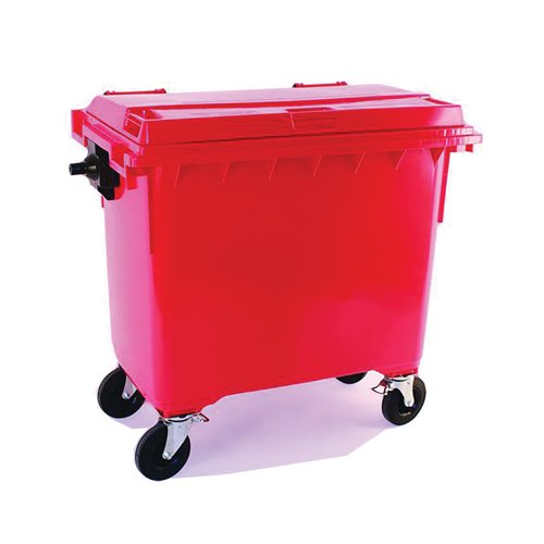 2Work Wheelie Bin 1100 Litre with Flat Lid Red 2W10861