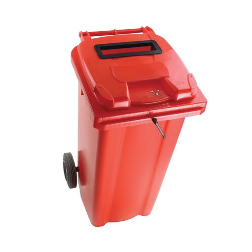 2Work Wheelie Bin Waste Slot Lid 120 Litre Red 2W10874