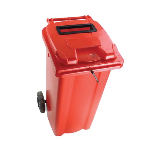 2Work Wheelie Bin Waste Slot Lid 140 Litre Red 2W10879