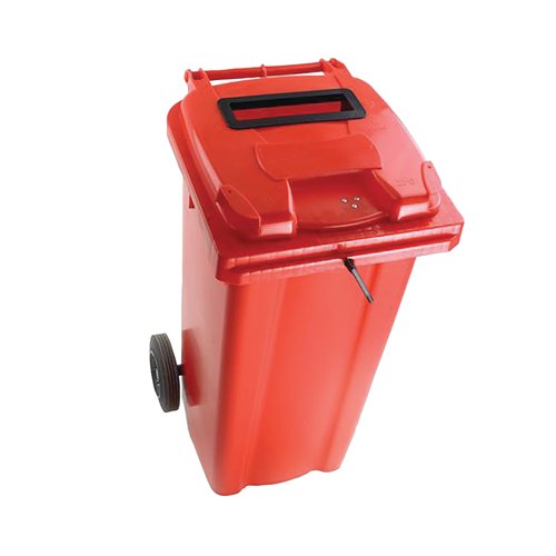 2Work Wheelie Bin Waste Slot Lid 360 Litre Red 2W10887