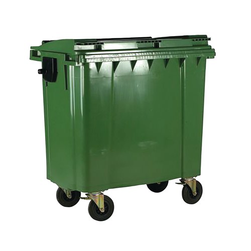 2Work Wheelie Bin 660 Litre with Lockable Lid Green 2W10888