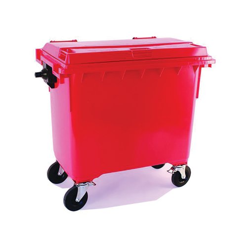 2Work Wheelie Bin 660 Litre with Lockable Lid Red 2W10890