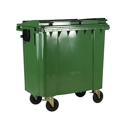 2Work Wheelie Bin 770 Litre with Lockable Lid Green 2W10892