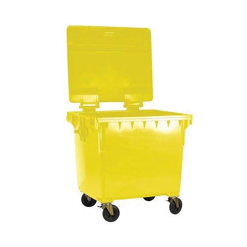 2Work Wheelie Bin 770 Litre with Lockable Lid Yellow 2W10894