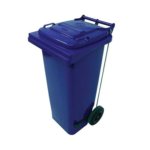 2Work Wheelie Bin Refuse 80 Litre 2 Wheel Pedal Operated Blue 2W10909