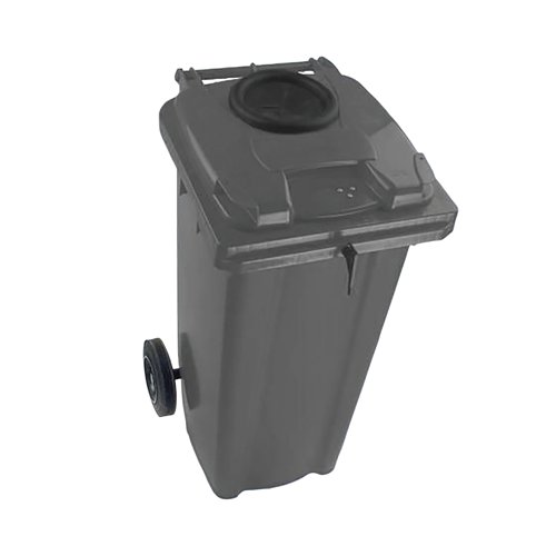 2Work Wheelie Bin 120 Litre with Bottle Bank and Lock Grey 2W10922