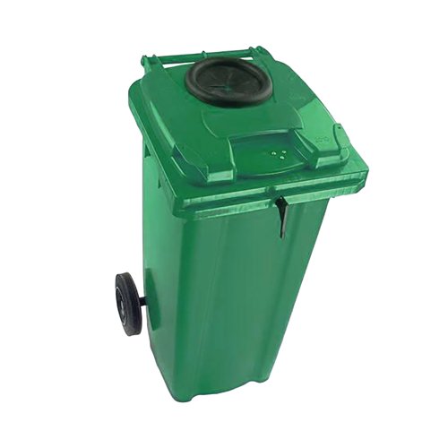 2Work Wheelie Bin 120 Litre with Bottle Bank and Lock Green 2W10924