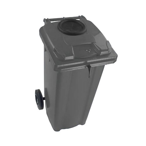 2Work Wheelie Bin 360 Litre with Bottle Bank and Lock Grey 2W10934