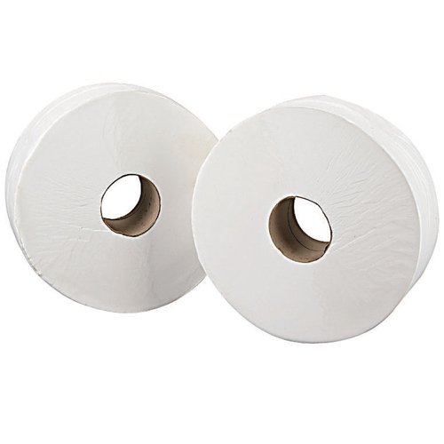 2Work Jumbo Toilet Roll 2-Ply White 92mmx410m Core 76mm (Pack of 6) 2W70203 Toilet Tissue 2W70203