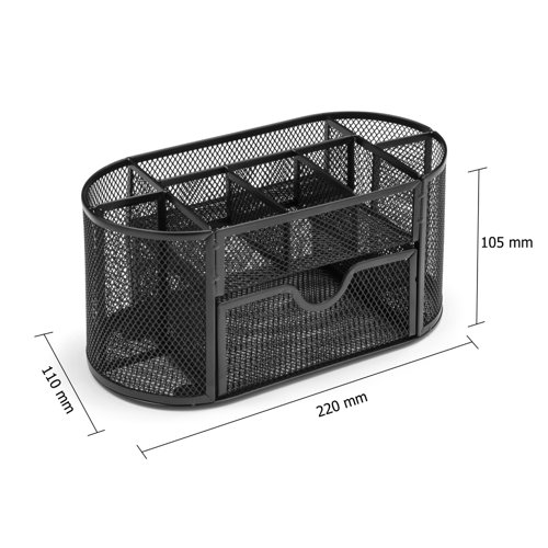 This 5 Star Office modern and stylish mesh desk organiser. Scratch resistant with non-marking rubber pads.