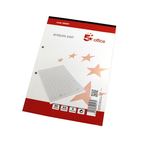 5 Star Office Analysis Pad 8 Cash Column 80 Sheets A4