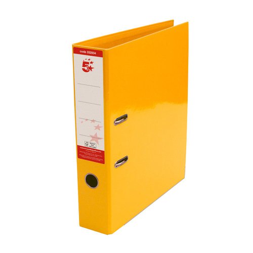 5 Star Office Lever Arch File Foolscap Yellow (Pack of 10) | VOW