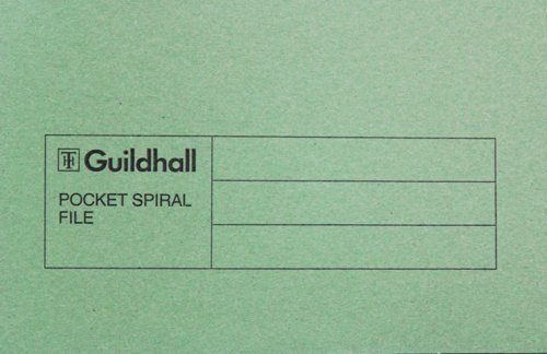 Exacompta Guildhall Pocket Spiral File 285gsm Green (Pack of 25) 347-GRNZ