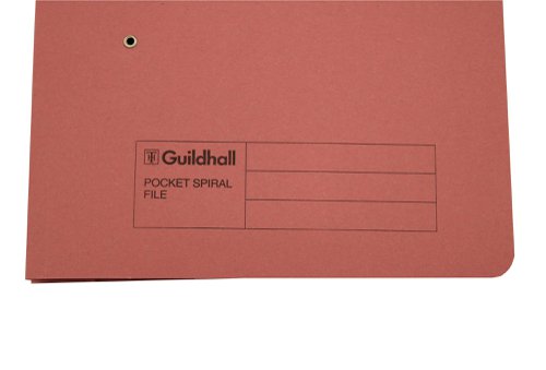 Exacompta Guildhall Pocket Spiral File 285gsm Pink (Pack of 25) 347-PNKZ