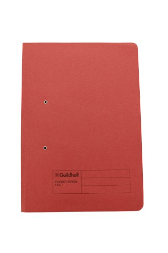 Exacompta Guildhall Pocket Spiral File 285gsm Red (Pack of 25) 347-REDZ