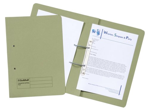 Exacompta Guildhall Transfer Spiral File 315gsm Foolscap Green (Pack of 50) 348-GRN | Exacompta