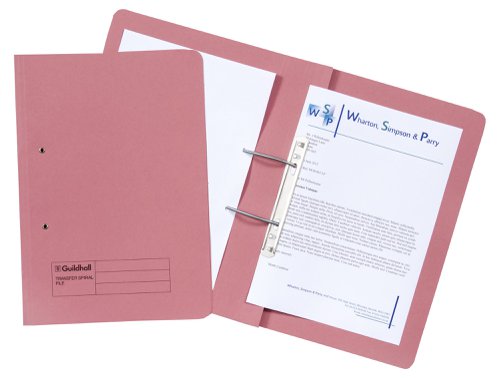 Exacompta Guildhall Transfer Spiral File 315gsm Foolscap Pink (Pack of 50) 348-PNK | Exacompta