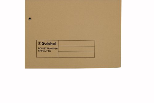 Exacompta Guildhall Transfer Spiral Pocket File 315gsm Foolscap Buff (Pack of 25) 349-BUF | Exacompta