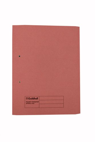 Exacompta Guildhall Transfer Spiral Pocket File 315gsm Foolscap Pink (Pack of 25) 349-PNK | Exacompta