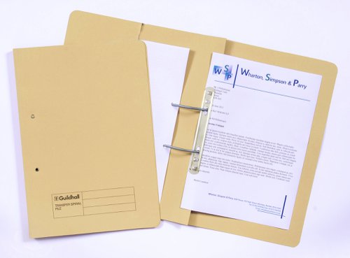 Exacompta Guildhall Transfer Spiral Pocket File 315gsm Foolscap Yellow (Pack of 25) 349-YLW | Exacompta