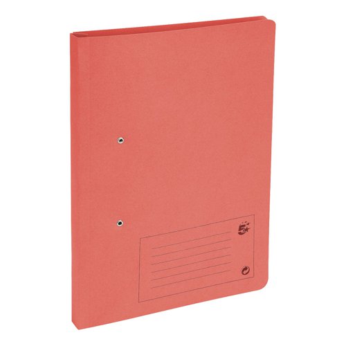 5 Star Office Transfer Spring File Mediumweight 285gsm Capacity 38mm Foolscap Red (Pack of 50)