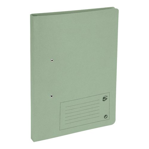 5 Star Office Transfer Spring File Mediumweight 285gsm Capacity 38mm Foolscap Green (Pack of 50)