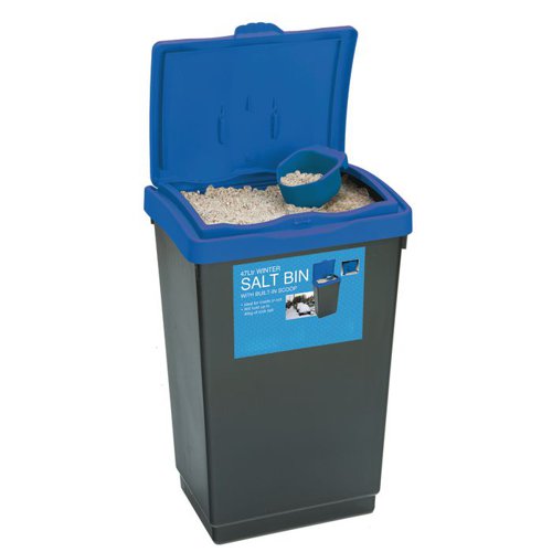 Economy Salt And Grit Bin Black Blue 47l 389089