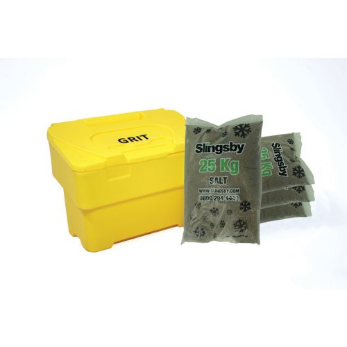 Salt and Grit Bin Supplied with Salt Yellow 115L 395091